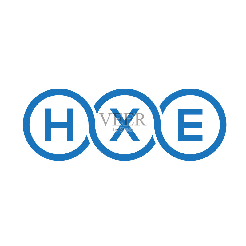 白色背景上的HXE字母标志设计图标素材