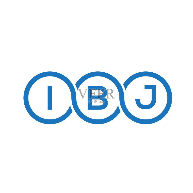 白色背景上的IBJ字母标志设计图标素材
