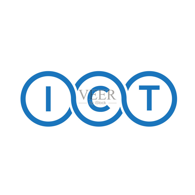 白色背景上的字母ICT标志设计图标素材