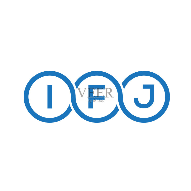 白色背景上的IFJ字母标志设计图标素材