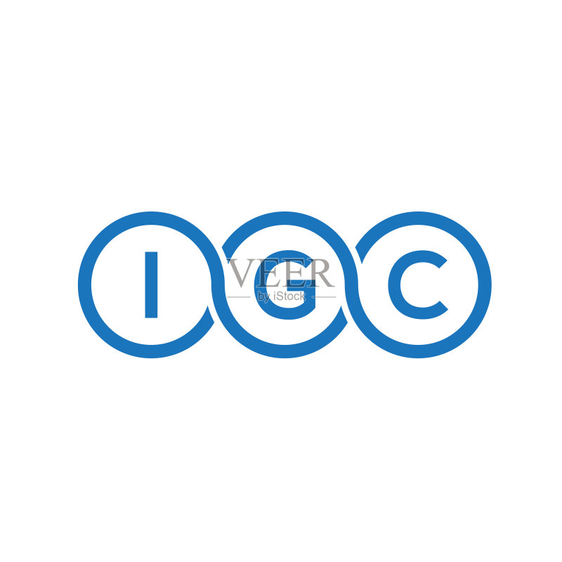 白色背景上的IGC字母标志设计图标素材