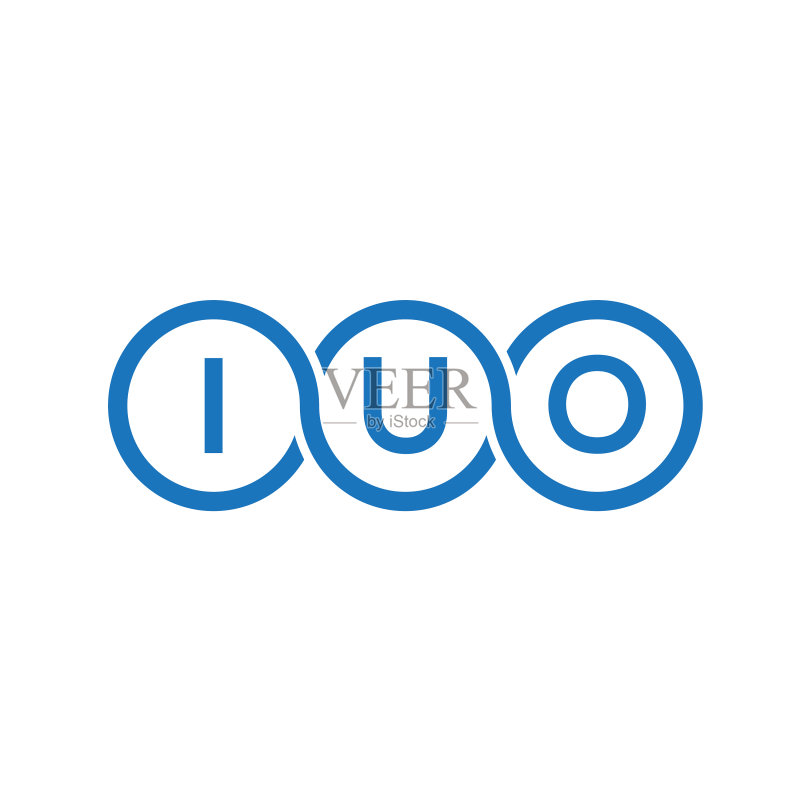 白色背景上的IUO字母标志设计图标素材