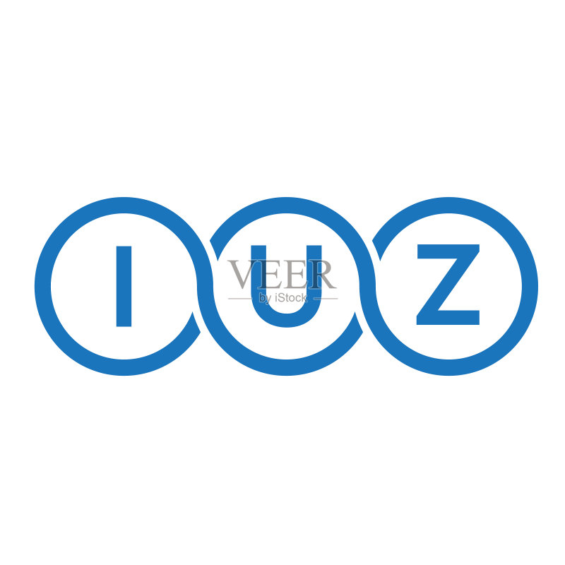 白色背景上的IUZ字母标志设计图标素材