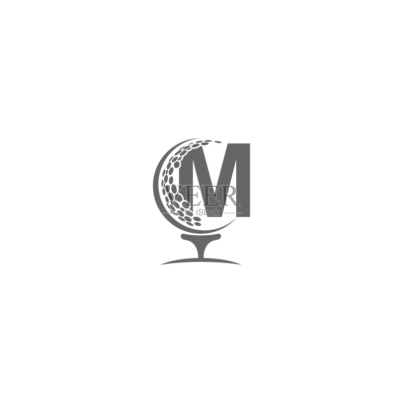 字母M和高尔夫球图标标志设计图标素材