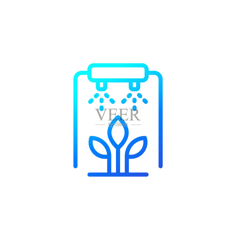 白色背景上的灌溉浇水农作物线性图标图标素材