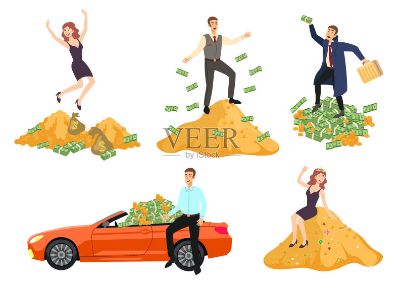拥有金山的人们卡通图标素材