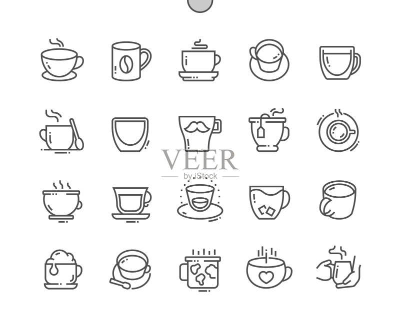 马克杯:茶、咖啡和卡布奇诺图标素材
