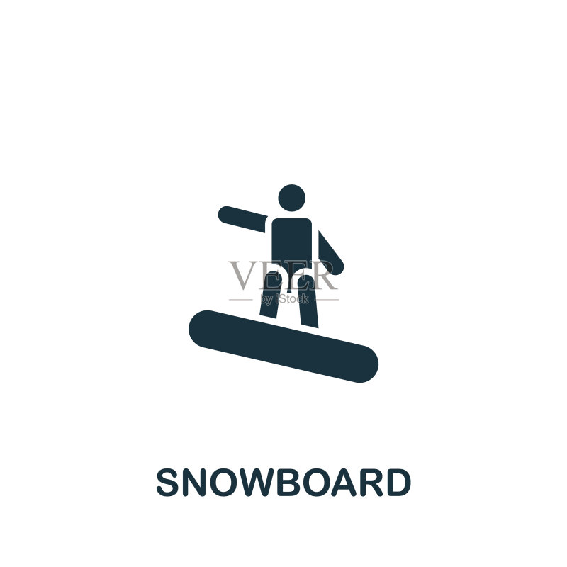 单色滑雪板图标图标素材