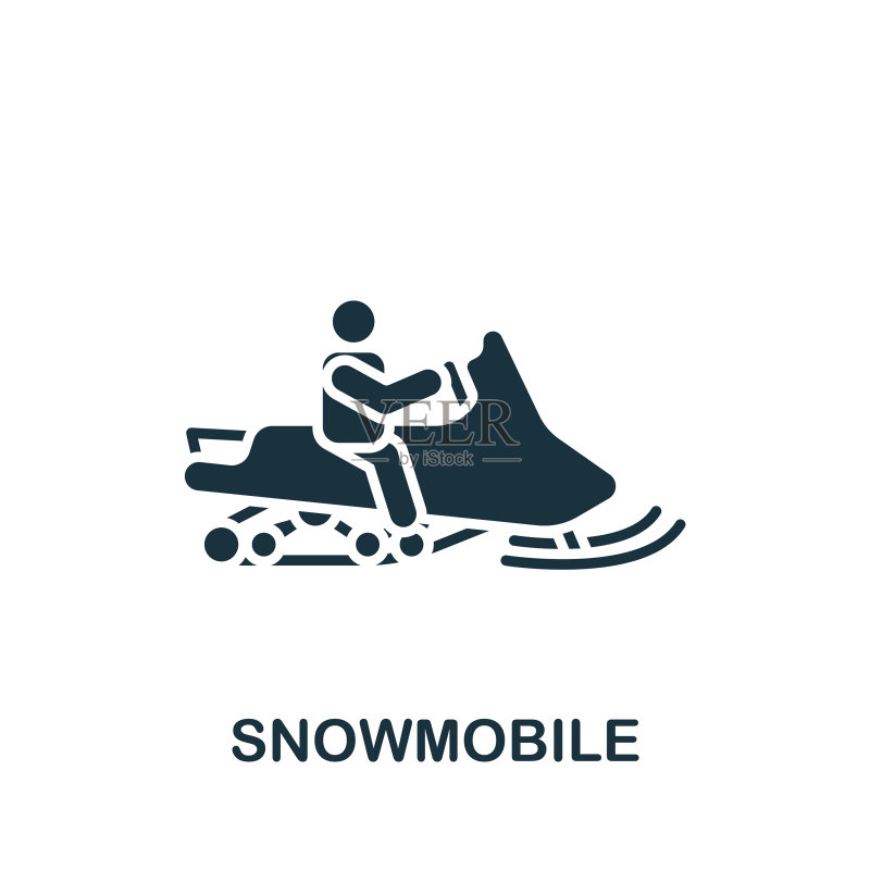 雪地摩托单色简约图标图标素材