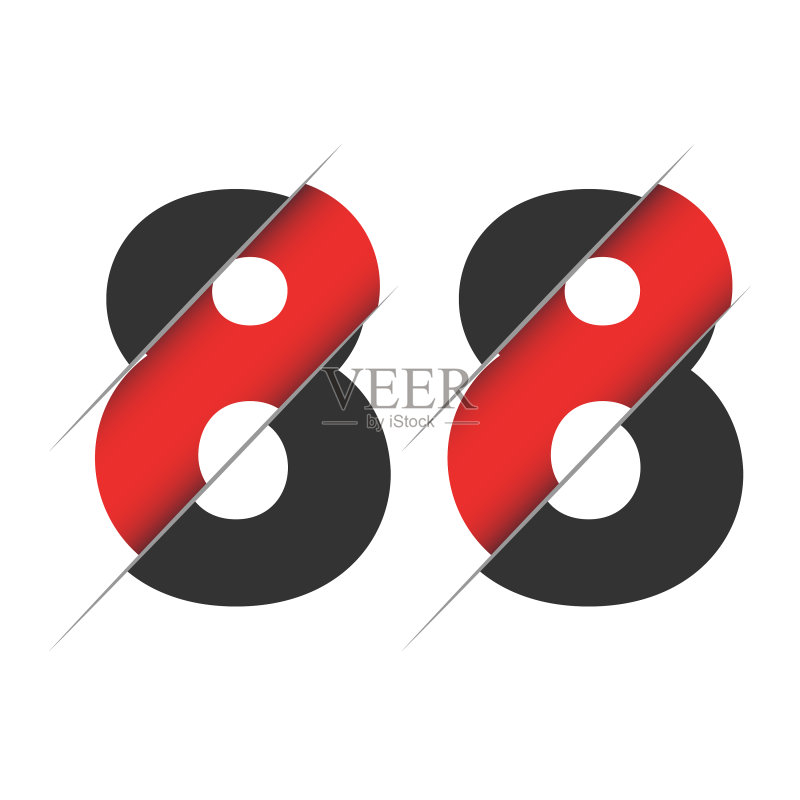 创意切割的88数字logo设计图标素材
