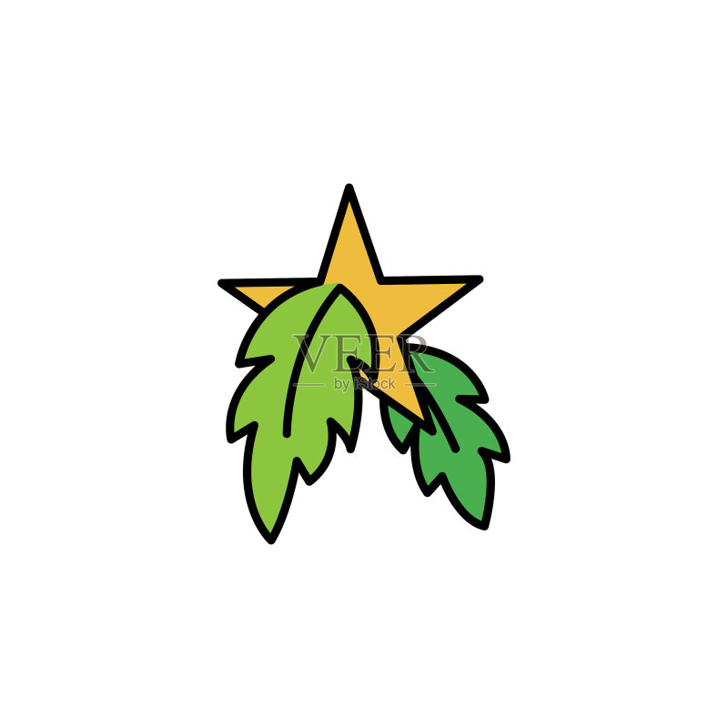 彩色星星叶子标志设计图标素材