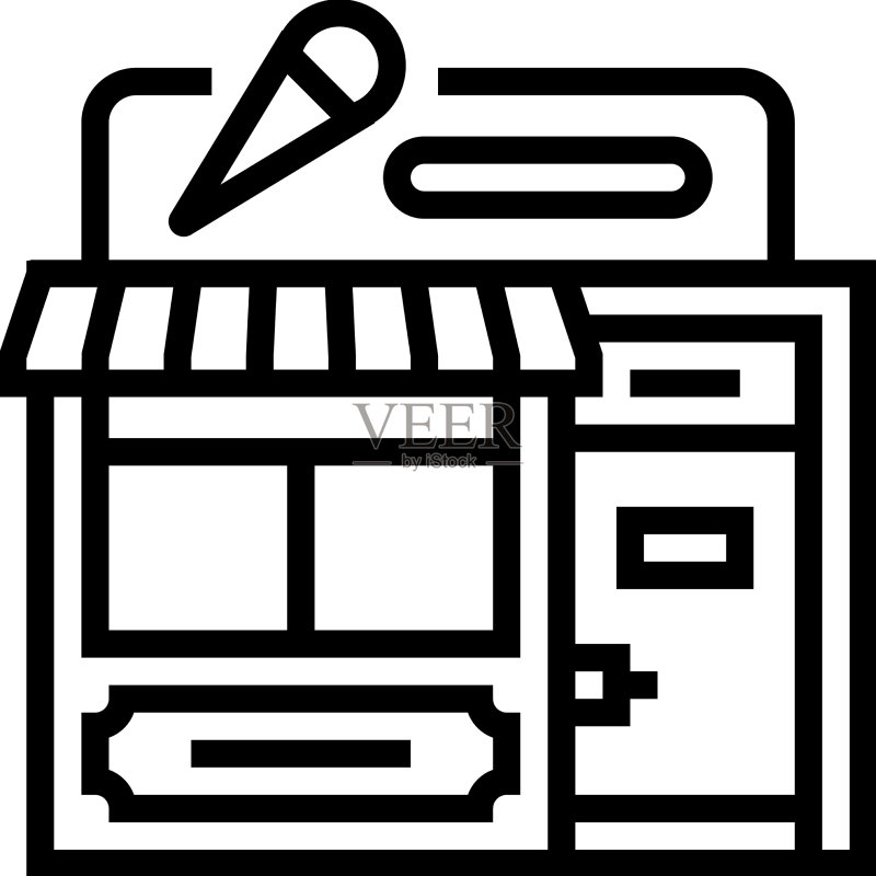 商店冰淇淋线条图标图标素材
