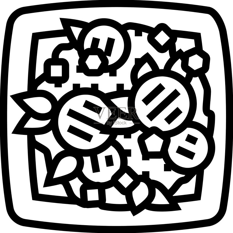 茄子沙拉配料线条图标图标素材