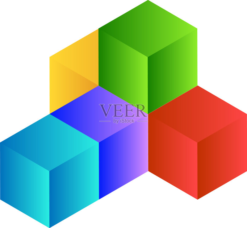 3D立方体图标符号建筑货运图标正方形图标素材