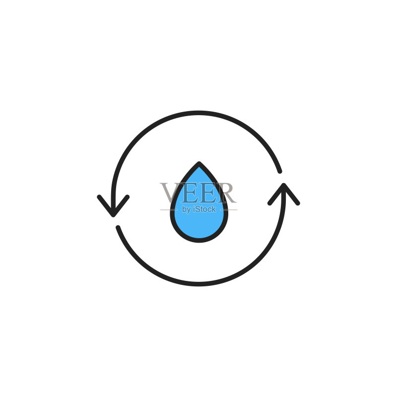 水力发电图标 水滴圆圈描边图标素材