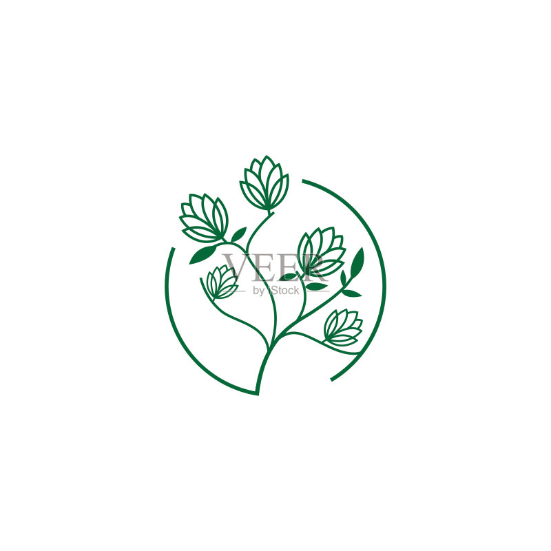 花卉自然Logo线条抽象设计模板图标素材