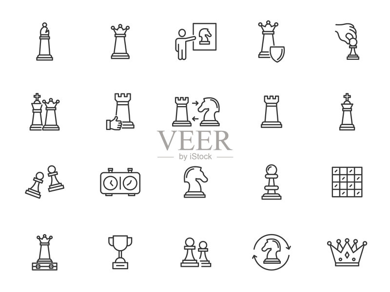 国际象棋线条图标棋子兵竞赛游戏图标素材