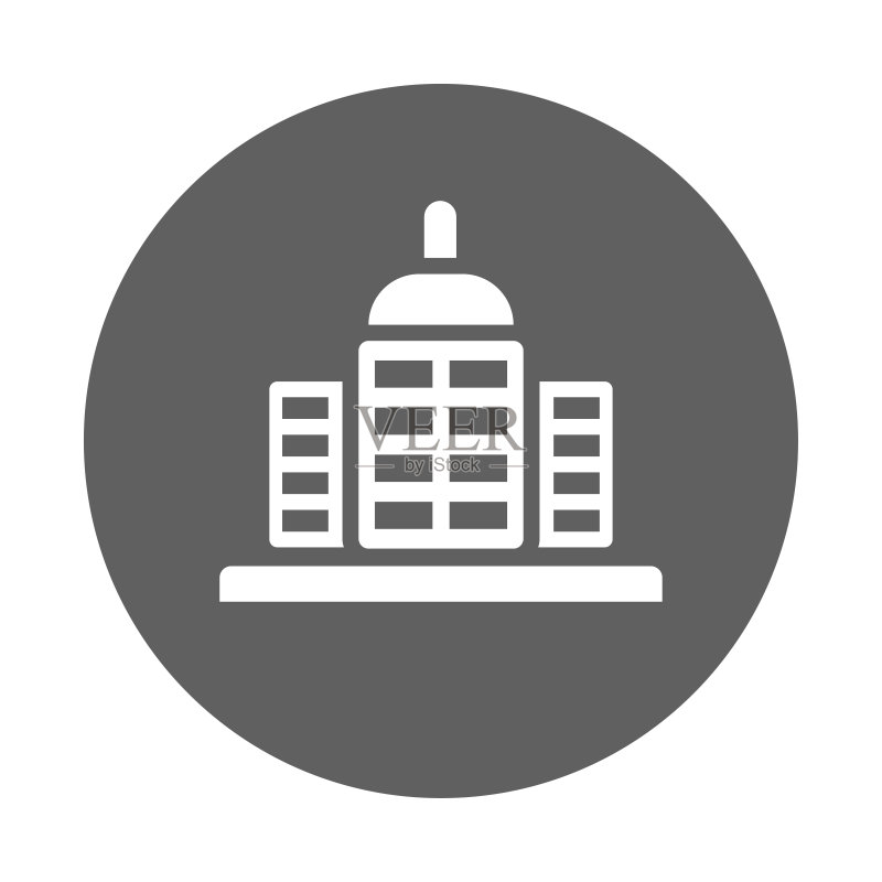 建筑、房屋、酒店图标,灰色矢量图图标素材
