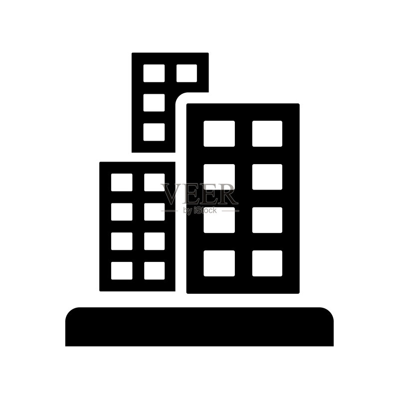 办公中心公司建筑图标黑色矢量图形图标素材
