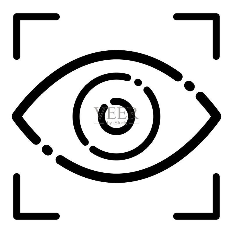 白色背景上的眼睛扫描仪扁平图标图标素材