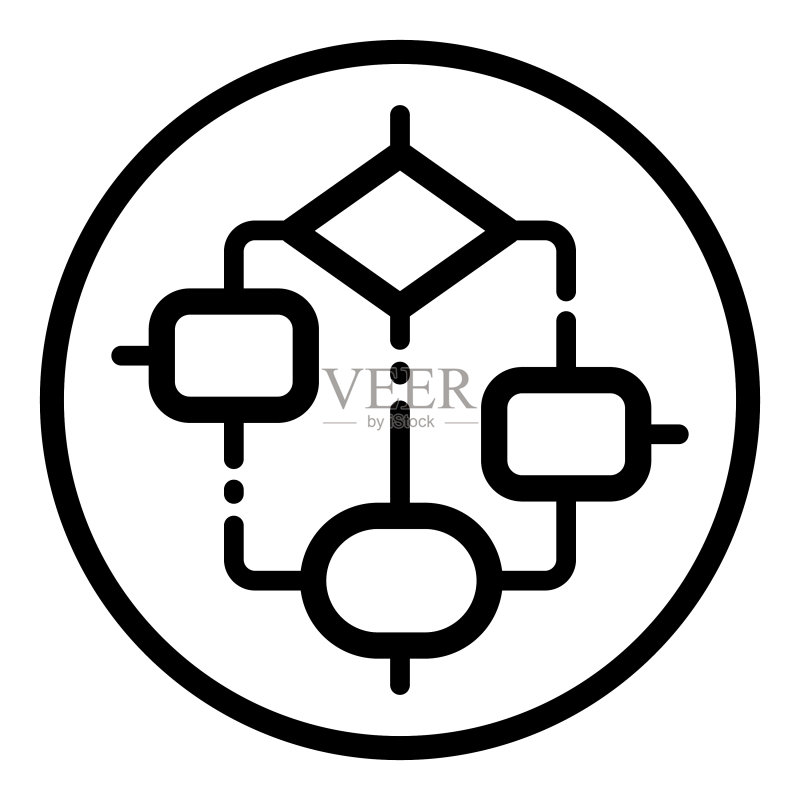 算法树圆形扁平图标图标素材