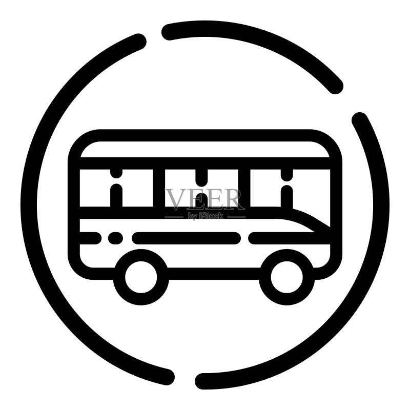 公共汽车车辆城市圆形扁平图标图标素材