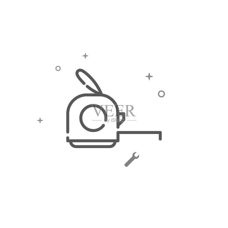 卷尺简笔线条图标工具图标素材