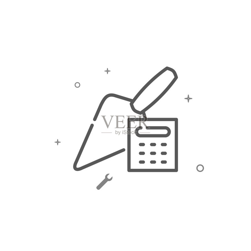 砌砖工人估算简易线条图标工具图标素材