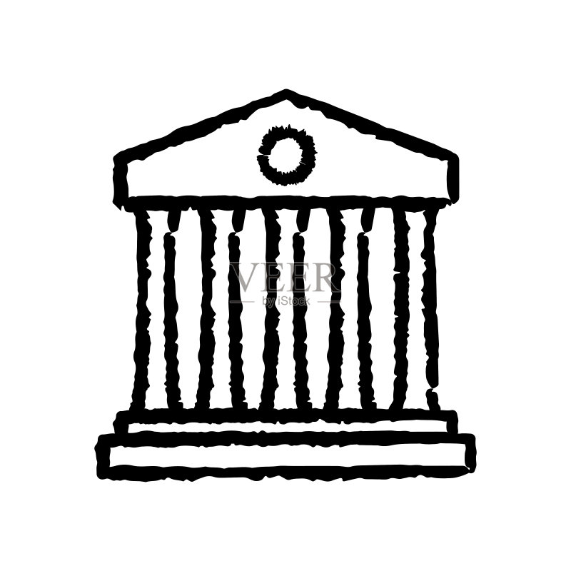 大学建筑手绘图标图标素材