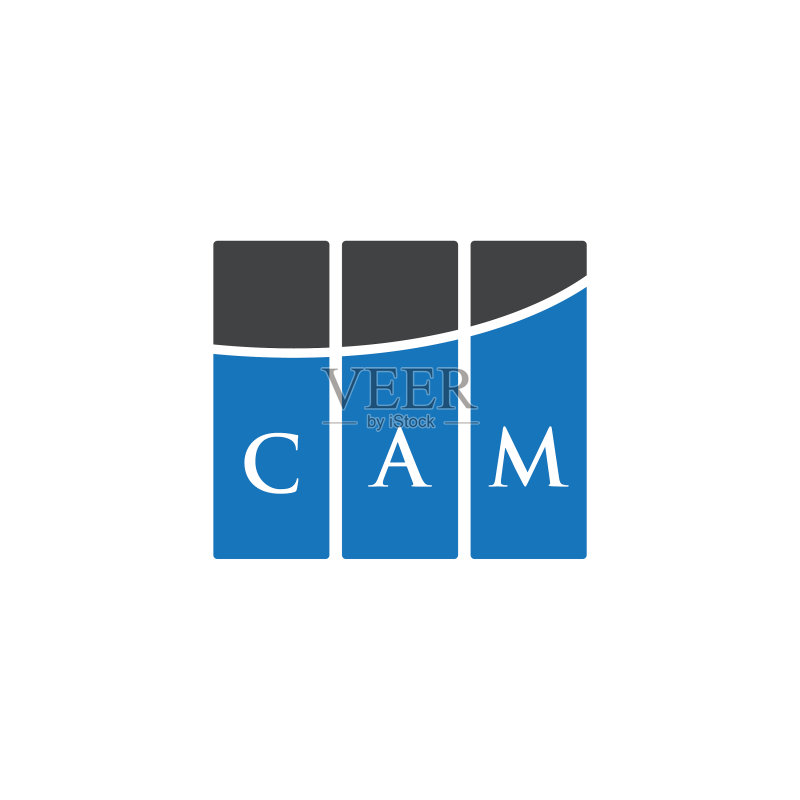 黑色背景上的CAM字母标志设计图标素材