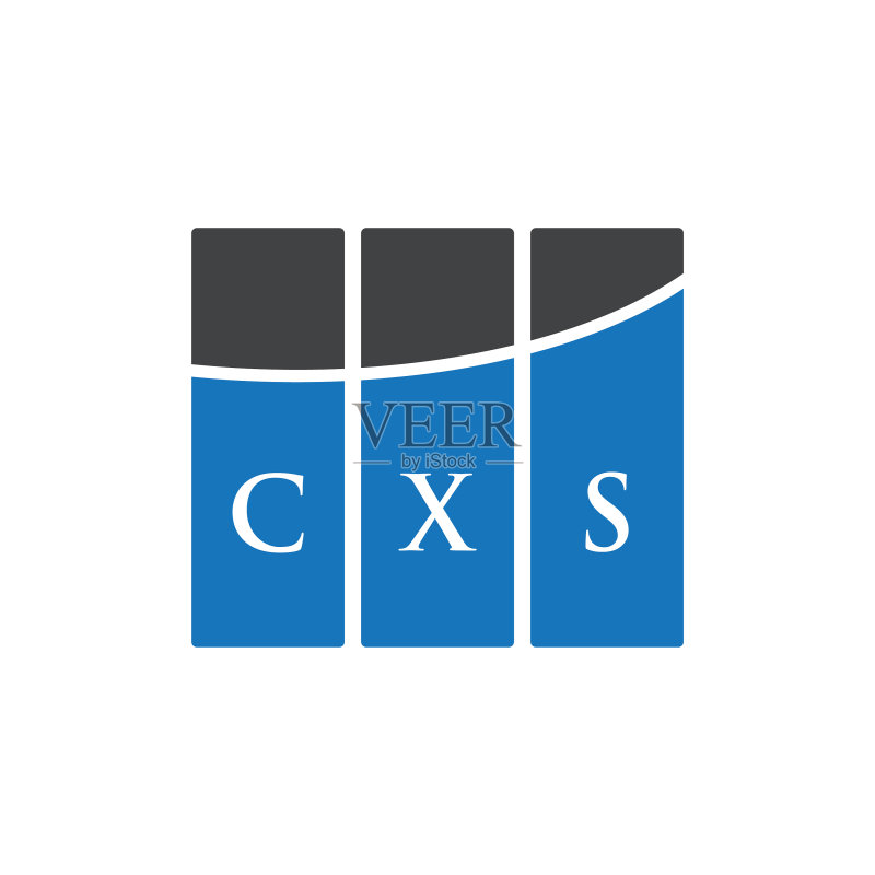 CXS字母Logo设计,黑色背景图标素材