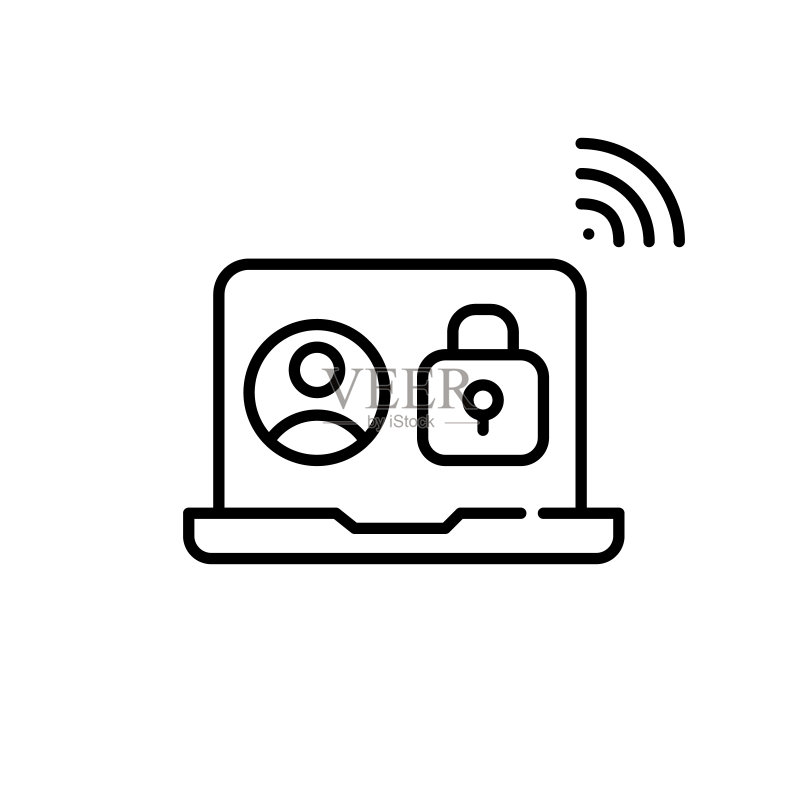 安全的用户在线个人资料像素完美可编辑描边线条图标图标素材
