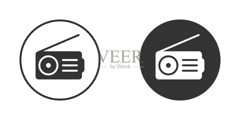 收音机图标,简约扁平矢量插图图标素材
