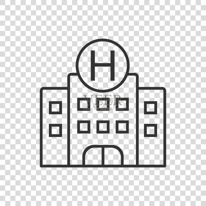 扁平风格的医院建筑图标图标素材