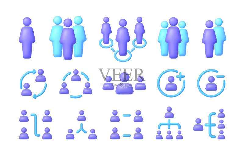 全球社交网络3D人物图标素材