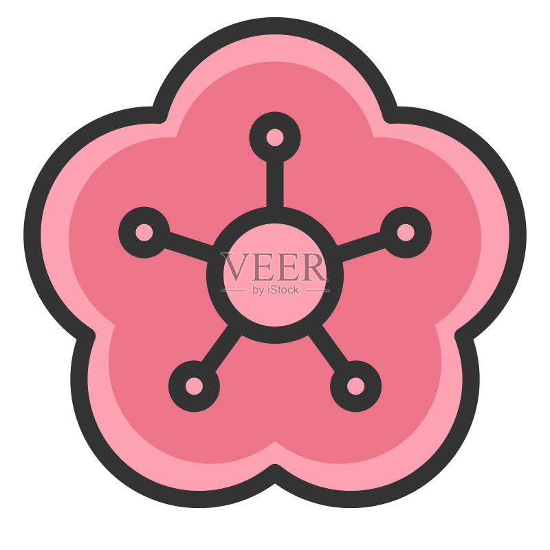 樱花图标线条彩色矢量图图标素材