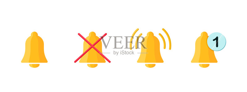 通知或响铃图标黄色铃铛图标素材