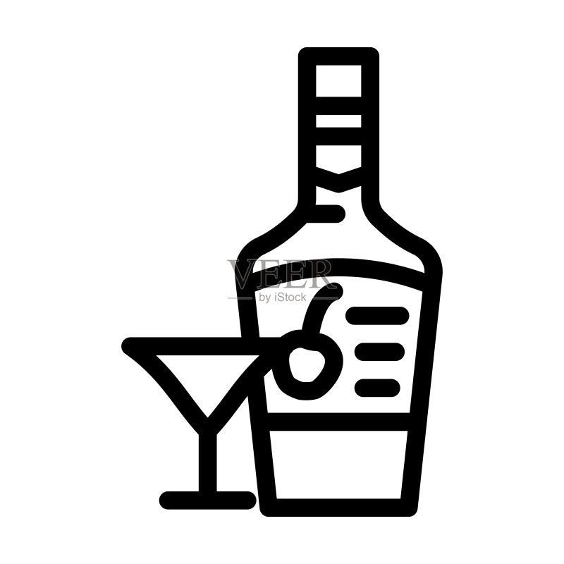 樱桃利口酒酒精线性图标矢量图图标素材
