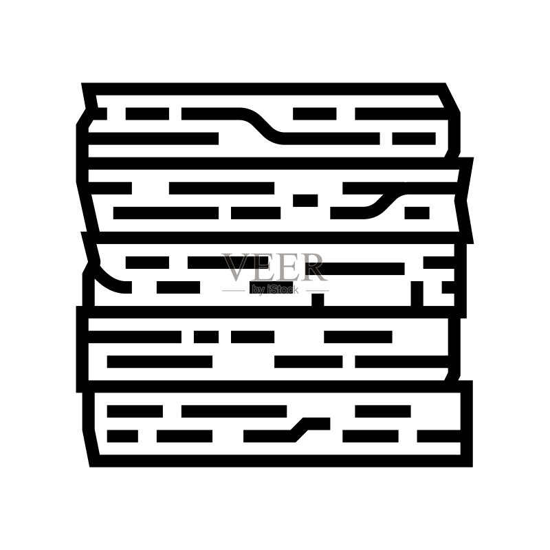 木材线图标矢量插图板图标素材