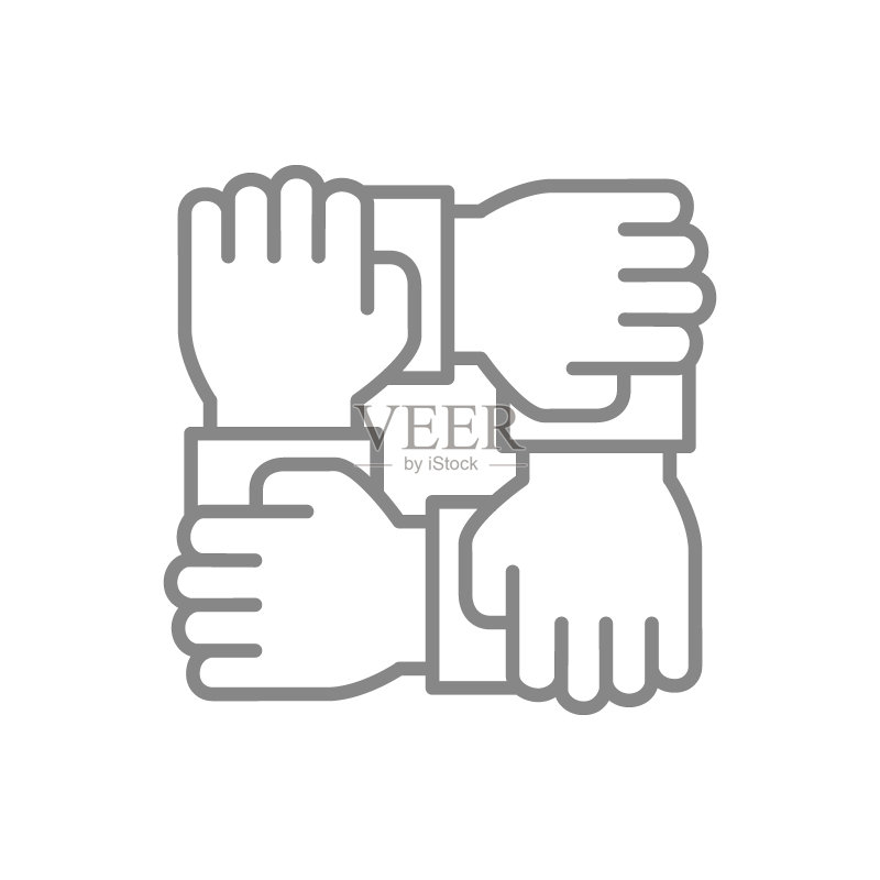 团队合作四手标志图标素材