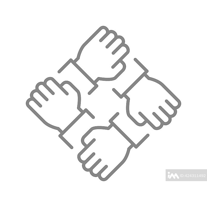 团队合作线性图标:团结一致的象征图标素材