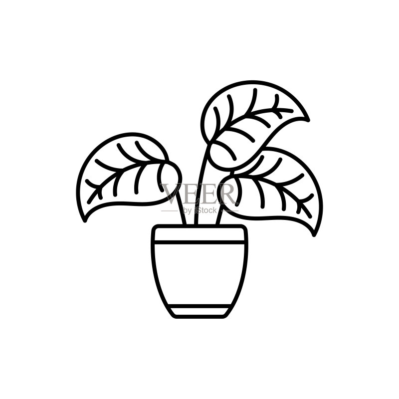 植物线条艺术图标设计模板矢量插图图标素材