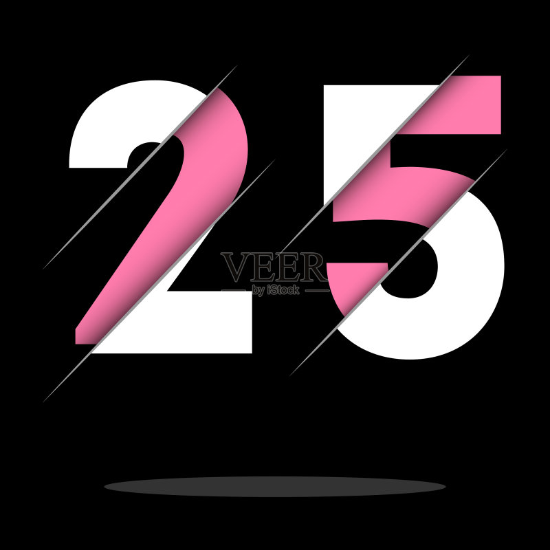 创意切割风格的2525数字logo设计图标素材