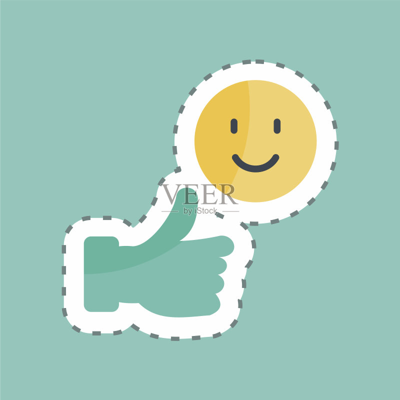 适用于的贴纸线条切割满意度图标素材