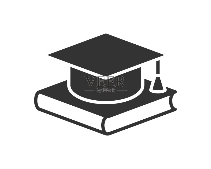 教育图标:学院帽或毕业帽图标素材