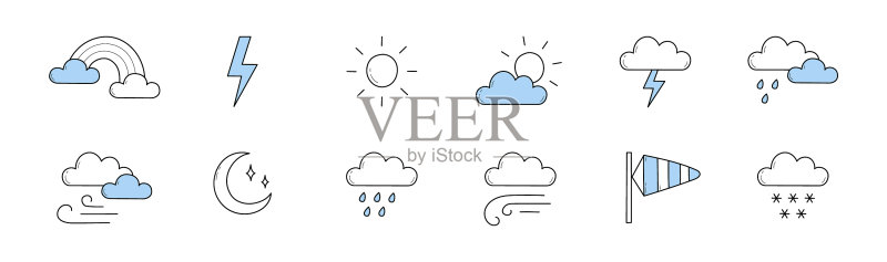 天气预报涂鸦图标合集图标素材