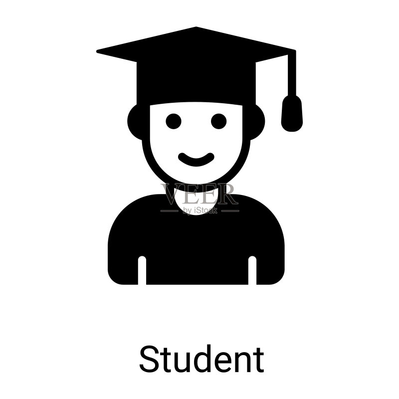 白色背景上的学生字形图标图标素材