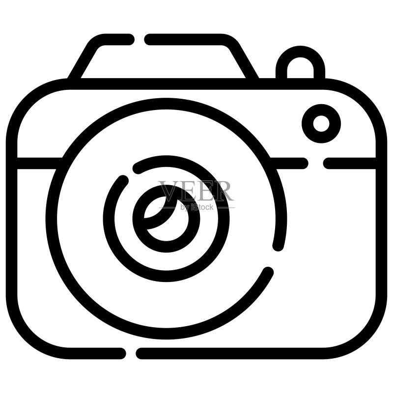 白色背景上的相机线条图标图标素材