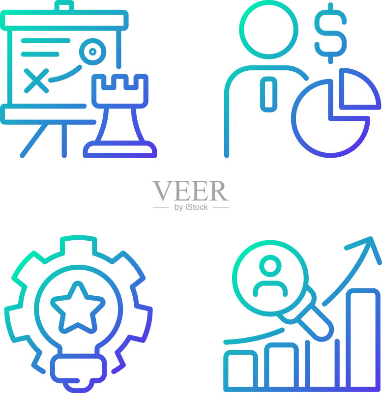 成功的商业公式渐变线性图标图标素材