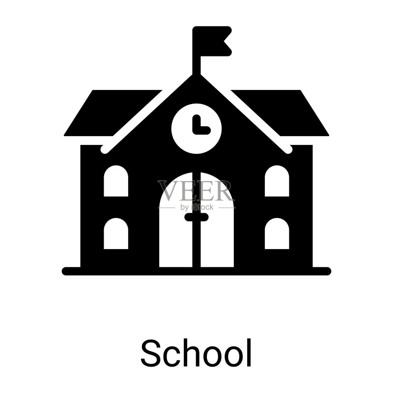 白色背景上的学校建筑标志图标图标素材